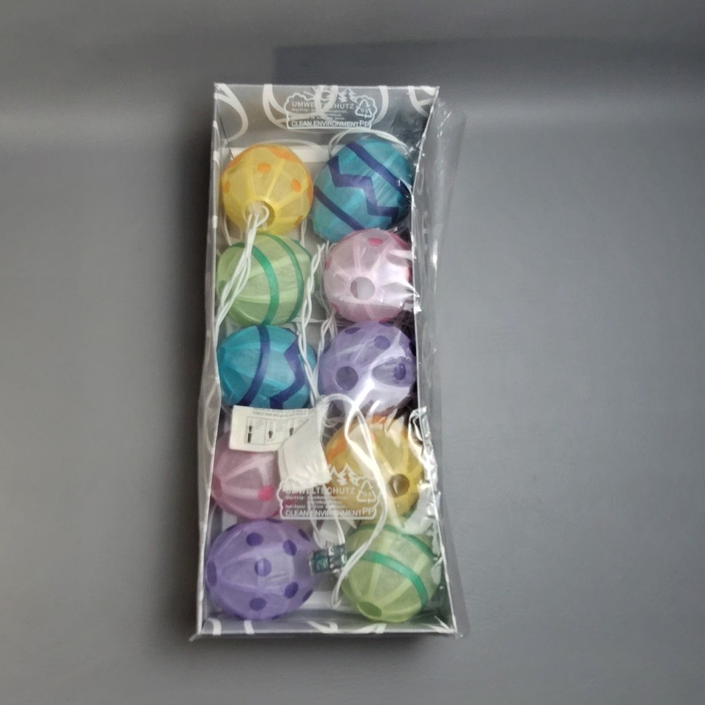 Department 56 Easter Egg String Of Lights Paper Egg Lanterns Set of 10 USED READ